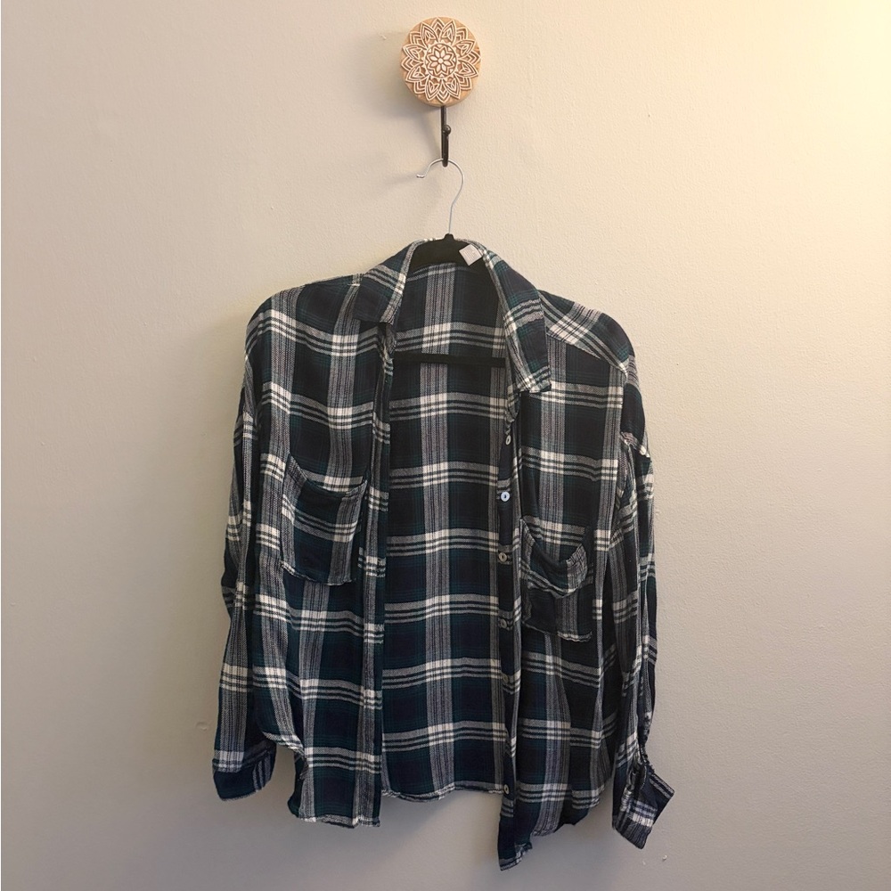 Charlotte Russe Navy and White Plaid Shirt